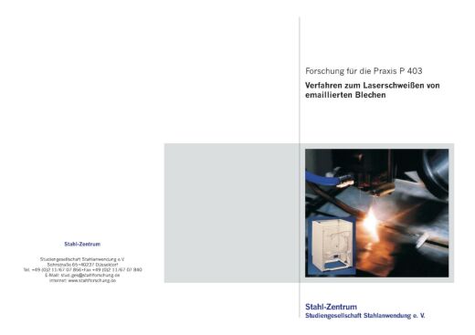 Fostabericht P 403 - Verfahren zum Laserschweißen von emaillierten Blechen