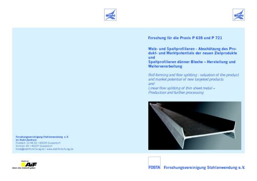 Fostabericht P 721 - Spaltprofilieren dünner Belche - Herstellung und Weiterverarbeitung