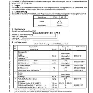 Stahl-Eisen-BEtriebsblatt (SEB) 181 256 - Schmierstoff und verwandte Stoffe - Hochtemperatur - Schmierfett KP R