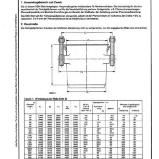 Stahl-Eisen-Betriebslatt (SEB) 330 010 - Stahlgießpfannen - Hauptmaße, Gewichte, Tragfähigkeit (Teil 1)