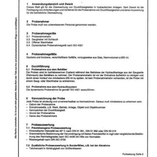 Stahl-Eisen-Betriebsblatt (SEB) 386 220 - Druckflüssigkeiten - Probenahme und Auswertung (Teil 2)