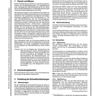 Stahl-Eisen-Prüfblatt (SEP) 1202 - Ermittlung des Einflusses der Schweißbedingungen auf die Zähigkeit in der Wärmeeinflusszone von Mehrlagenverbindungen