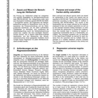Stahl-Eisen-Prüfblatt (SEP) 1664 - Ermittlung von Formeln durch multiple Regression zur Berechnung der Härtbarkeit im Stirnabschreckversuch aus der chemischen Zusammensetzung von Stählen